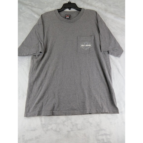 Harley Davidson Motorcycles Pocket T-Shirt Gray XL Pre-Shrunk Cotton Made in USA - Picture 4 of 10